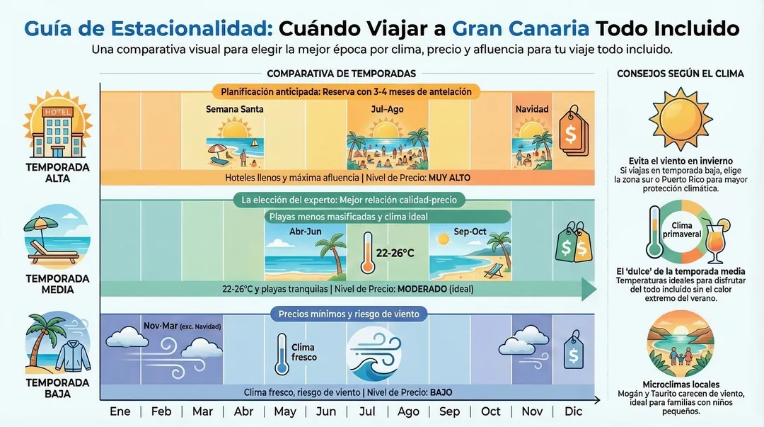 Mejor época para viajar a Gran Canaria todo incluido según precio y clima
