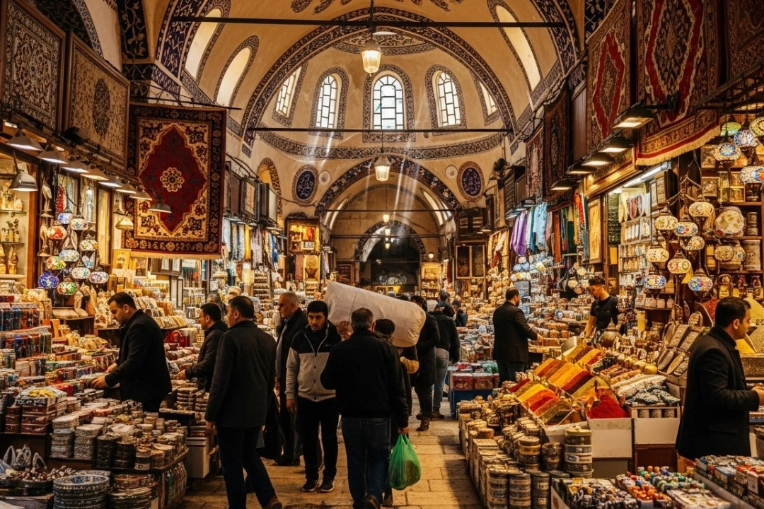 Gran Bazar repleto de lámparas y especias, un destino icónico entre los lugares que visitar en estambul.